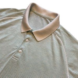 Lululemon Mens XL Polo White Striped Green Blue Shirt
